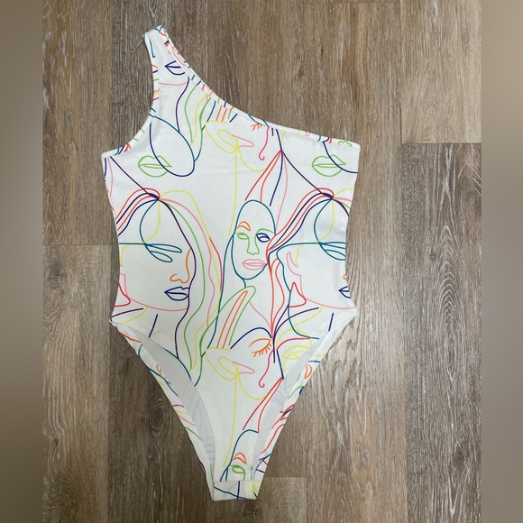 NWOT- Patterned One Shoulder Body Suit - Picture 1 of 4